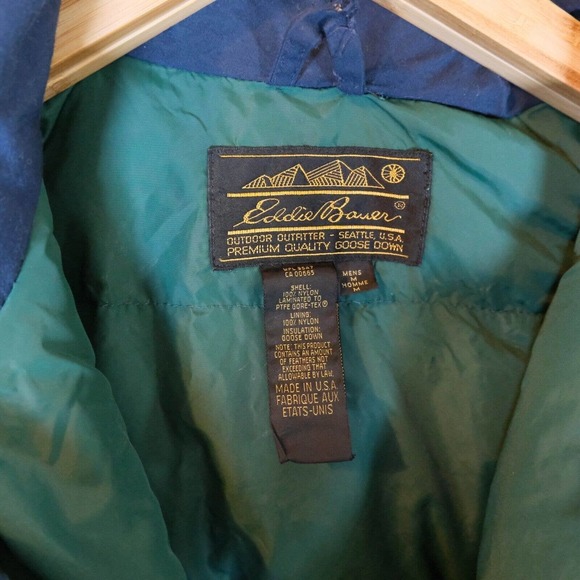 Eddie Bauer Womens Jacket Medium Blue Gore Tech Goose Down Outdoors Puffer - Picture 6 of 16